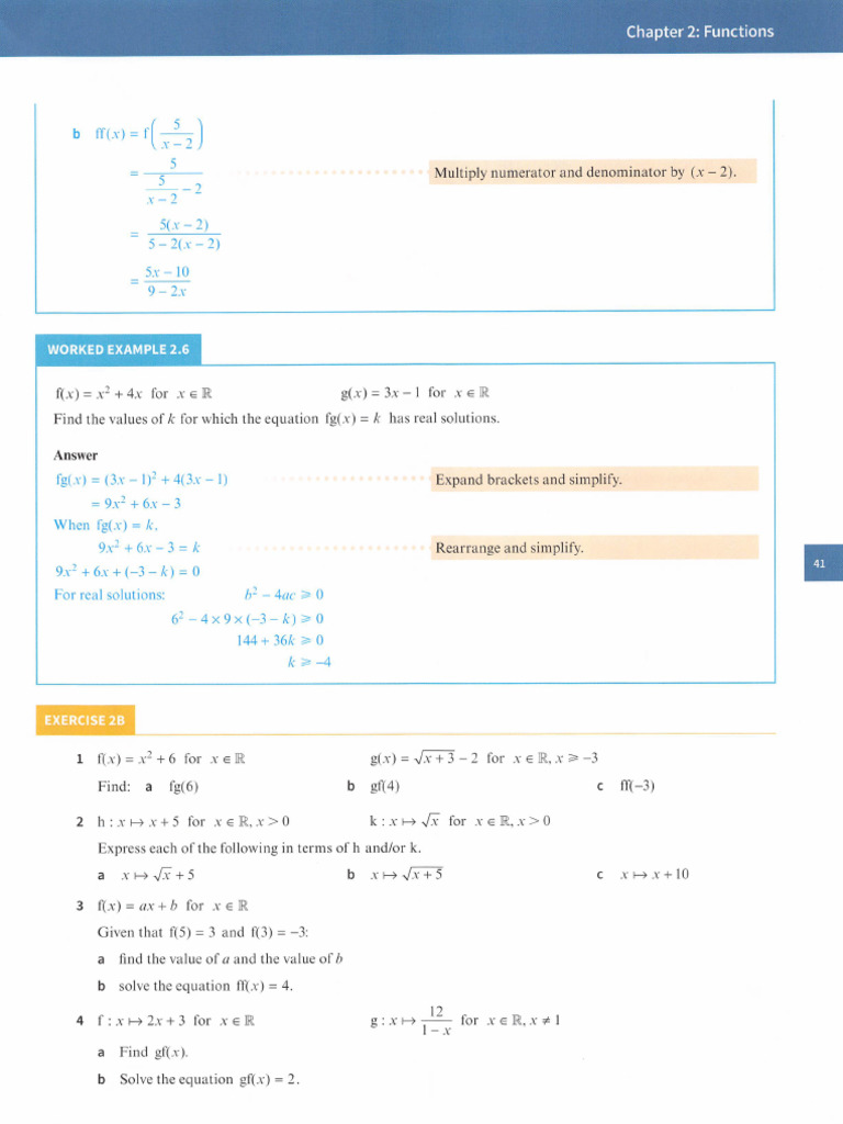 Exercise 2B - Composite Functions | PDF