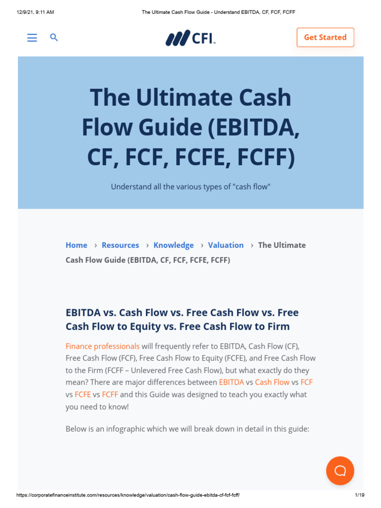 Cash Flow Metrics Explained: EBITDA, FCF, FCFF | PDF | Free Cash Flow ...