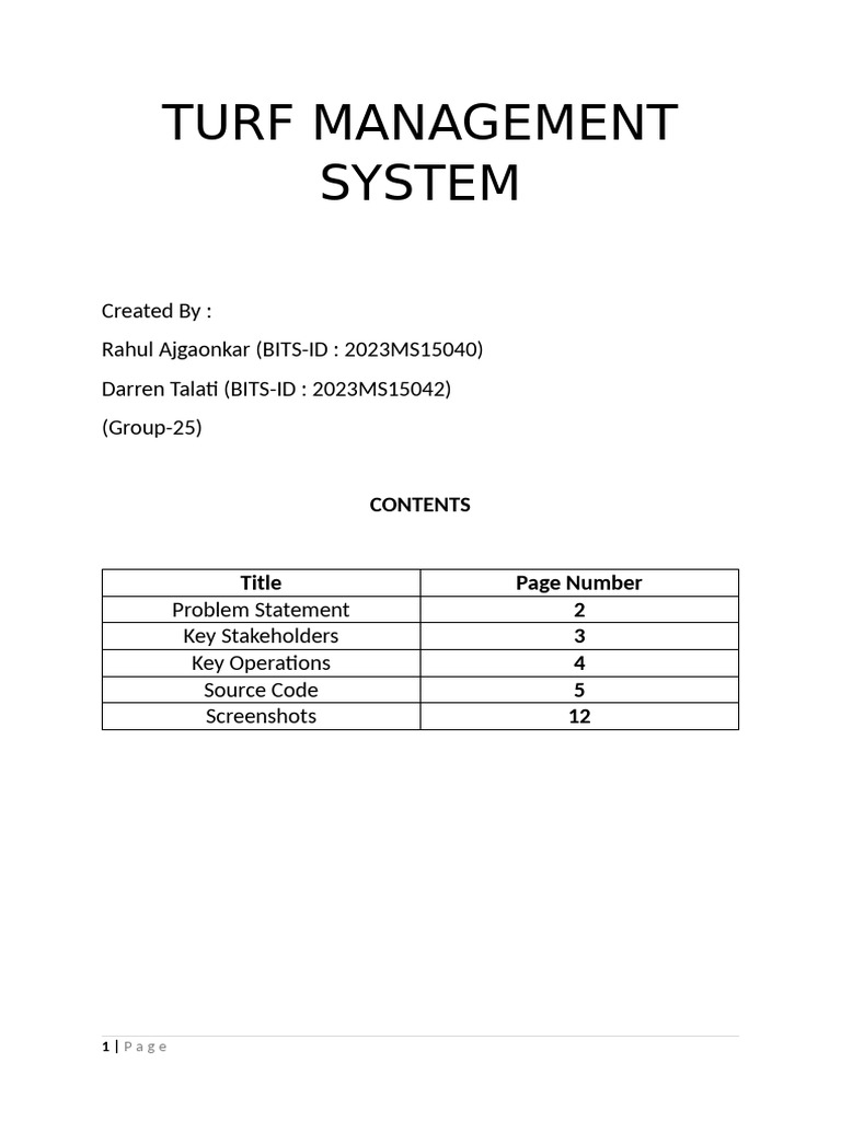 Turf Management System 1 | PDF | Login | User (Computing)