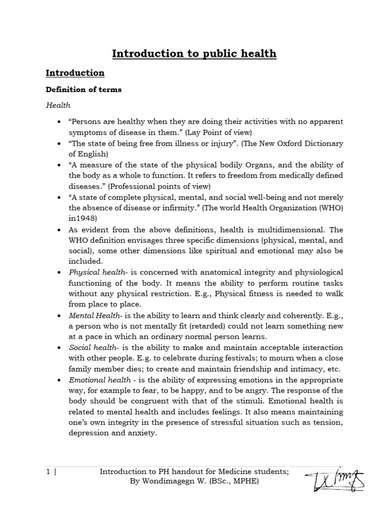 Introduction To Public Health Pdf Public Health Well Being