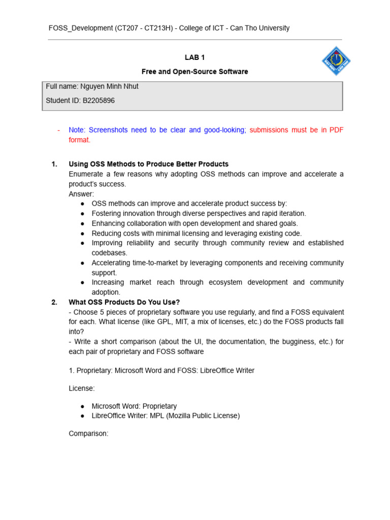 B2205896 FOSS Development Lab01 2024 | PDF | Adobe Photoshop ...