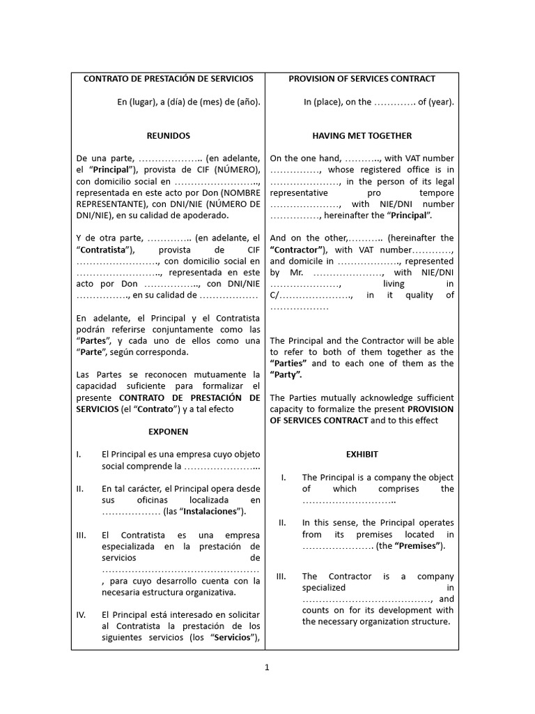 Contrato de Prestación de Servicios | PDF