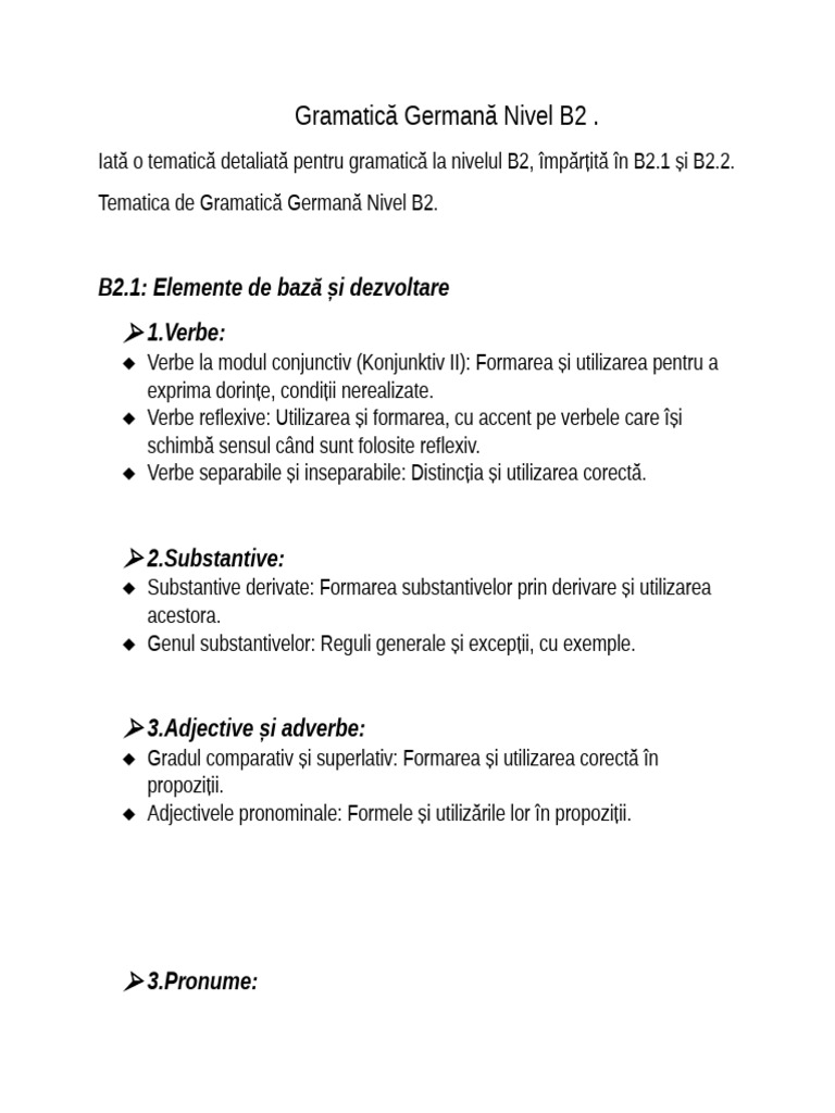 Gramatica Limbii Germane Nivel B2 | PDF