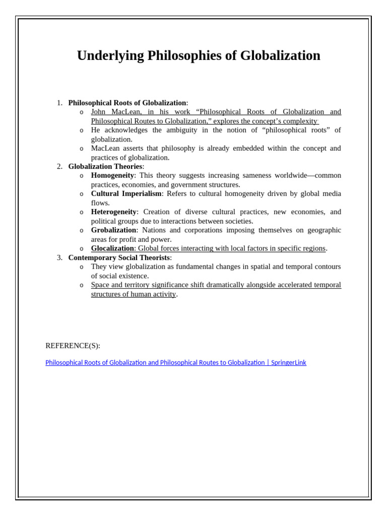 Philosophical Roots of Globalization | PDF | History