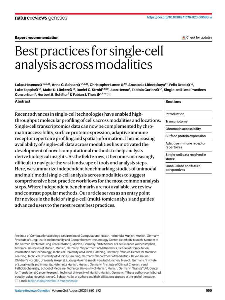 Best practices for single-cell analysis across modalities | PDF ...