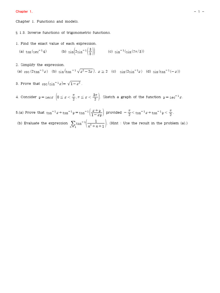 Inverse Trigonometric Functions Explained | PDF