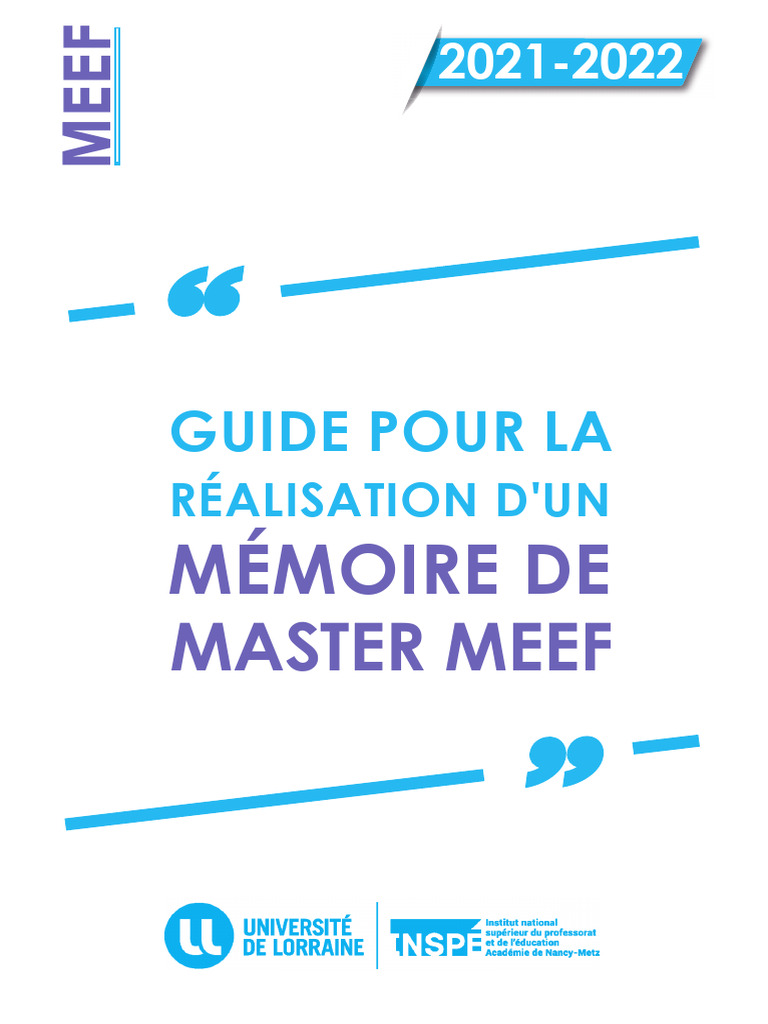 Guide de mémoire Master MEEF 2021-2022 | PDF | Pédagogie | Mémoire