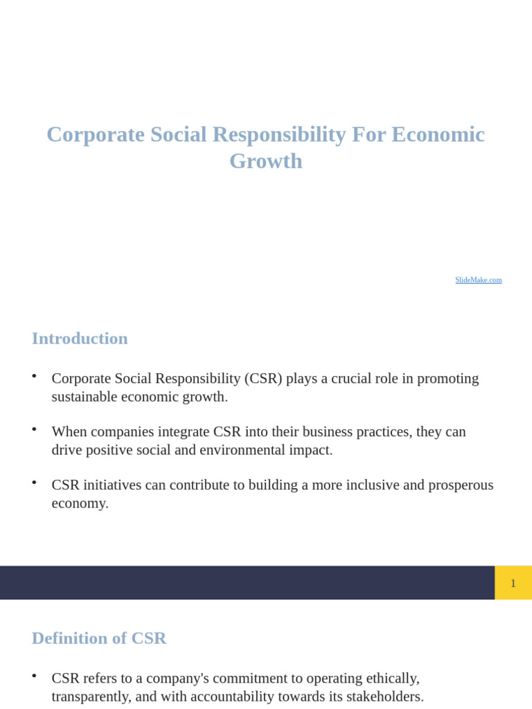 Corporate Social Responsibility For Economic Growth | PDF | Corporate ...