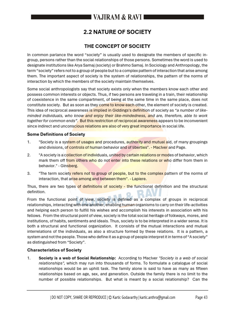 Understanding the Nature of Society | PDF | Social Group | Kinship