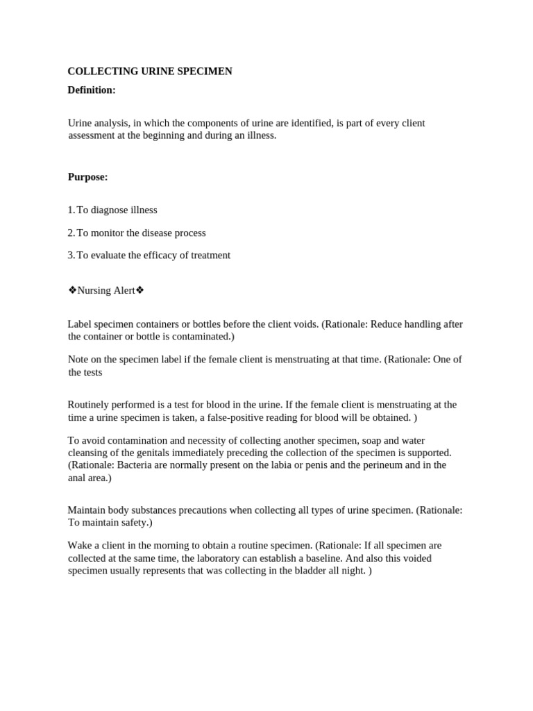 Urine Specimen Collection Guidelines | PDF | Wellness