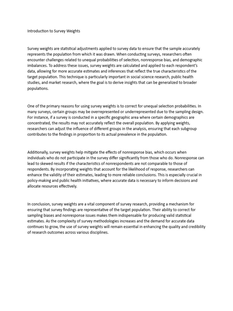Understanding Survey Weights | PDF | Survey Methodology | Sampling ...