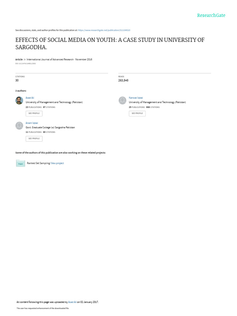Social Media's Impact on Youth: A Case Study | PDF | Social Media ...