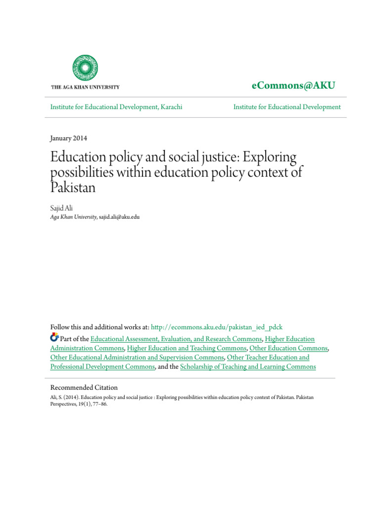 Education Policy and Social Justice - Exploring Possibilities With | PDF