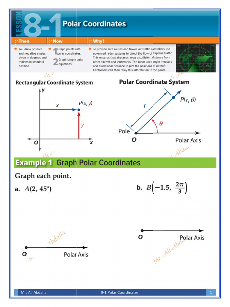 9.1 - Polar Coordinates | PDF