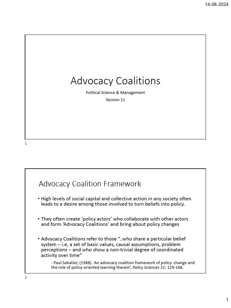 Advocacy Coalitions and Policy Change | PDF | Policy | Rationality