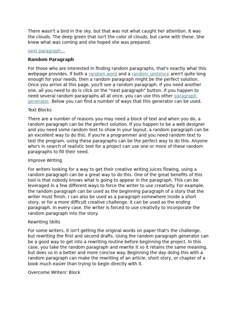 Creative Uses for Random Paragraphs | PDF