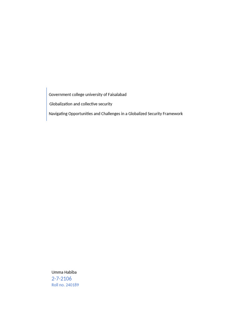 Globalization's Role in Collective Security | PDF | Peacekeeping ...