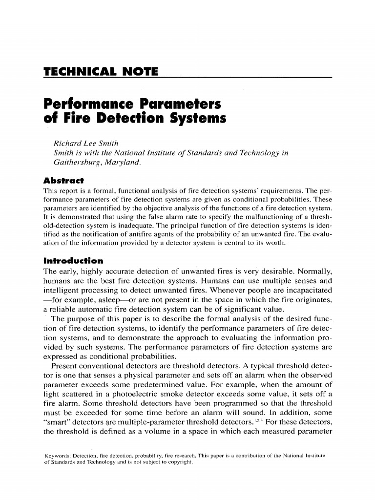 Performance Parameters of Fire Detection | PDF | Sensor | Information