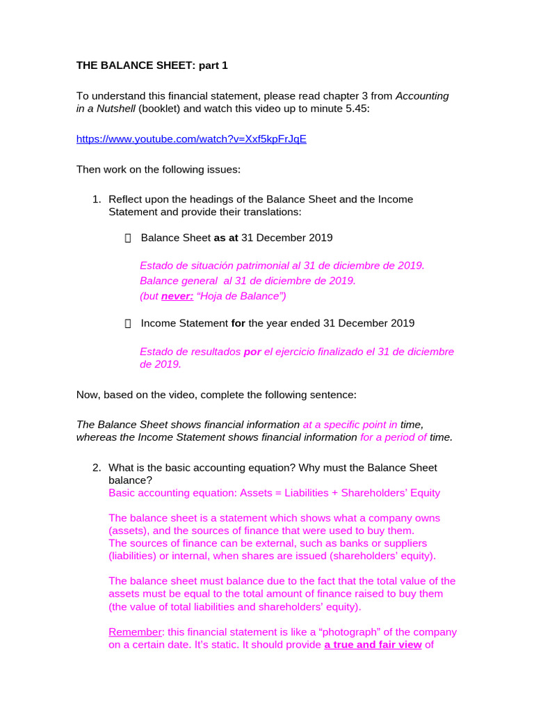 Understanding the Balance Sheet Basics | PDF | Balance Sheet | Equity ...