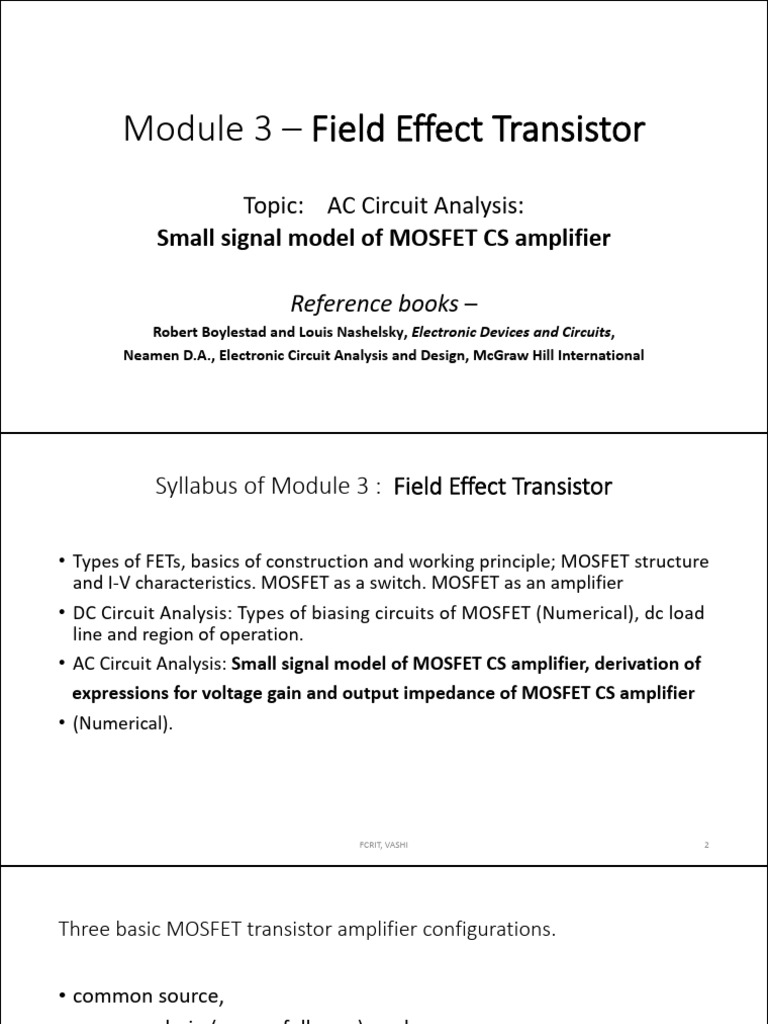MOSFET CS Amplifier AC Analysis Guide | PDF | Amplifier | Mosfet