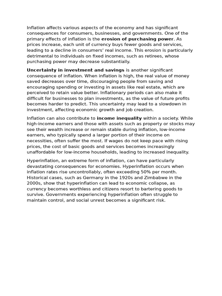 Consequences of Inflation | PDF | Finance & Money Management | Social ...