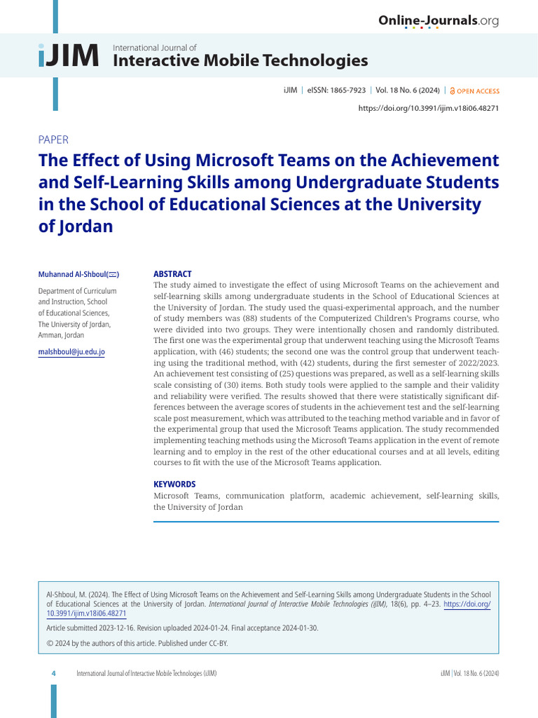 Microsoft Teams Impact on Student Learning | PDF | Educational ...