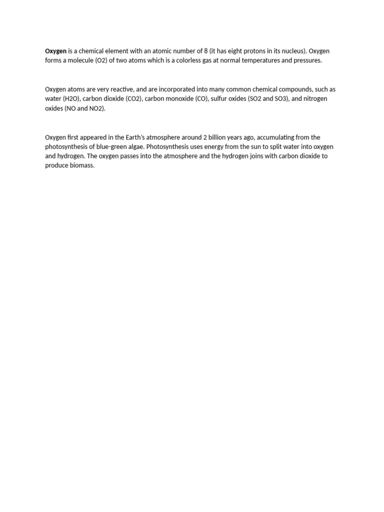 Oxygen | PDF
