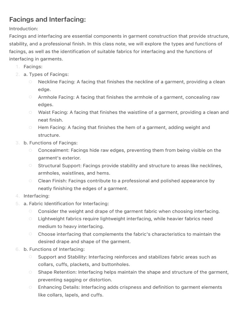 7167 Facings and Interfacing PDF | PDF | Clothing | Textiles