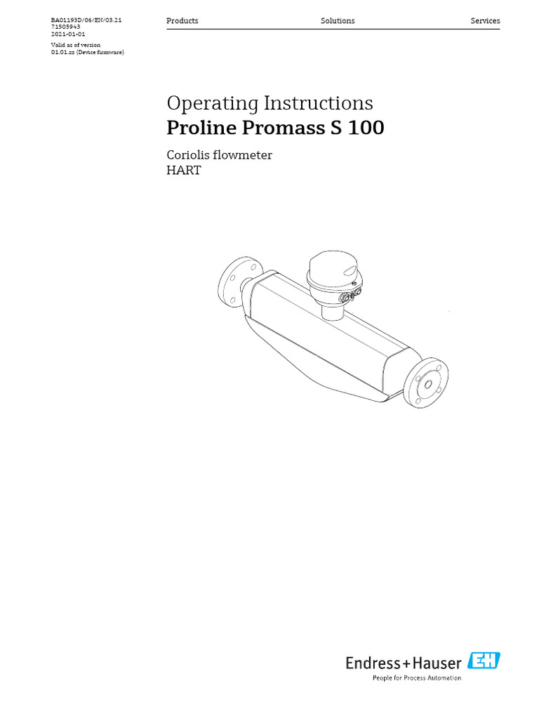Promass S 100 Manual | PDF | Instrumentation | Personal Protective ...
