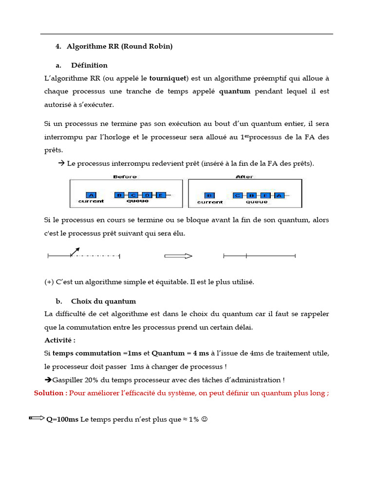 Algorithme Round Robin et Priorités | PDF | Ordonnancement dans les ...