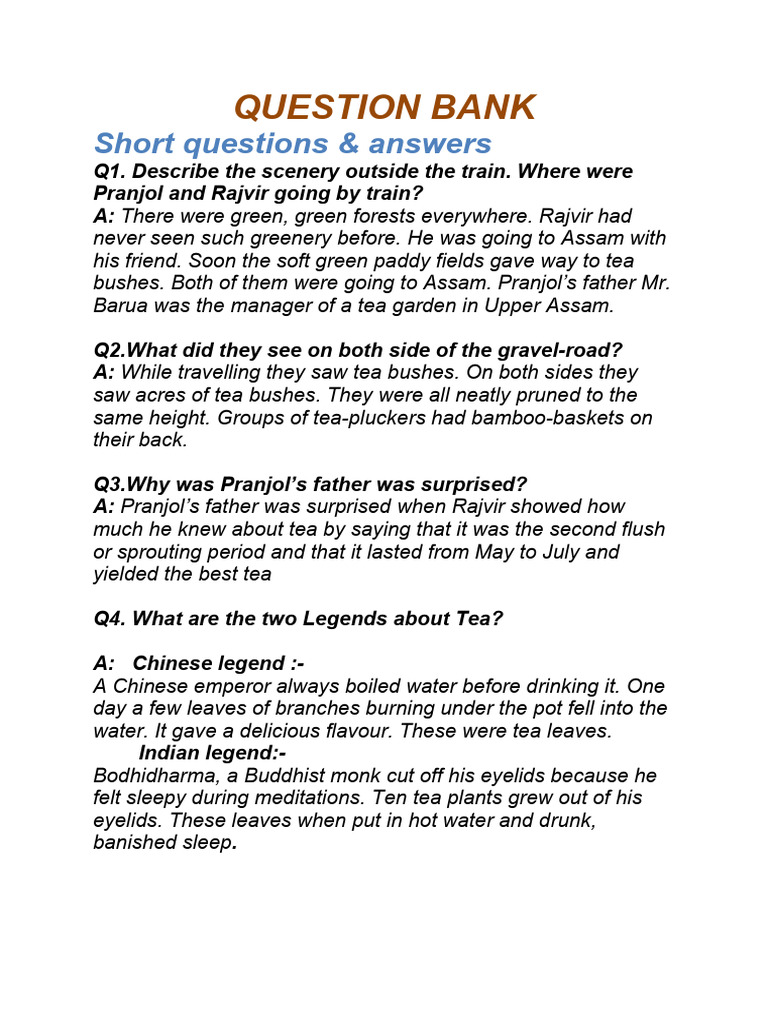short answer questions | PDF | Tea | Hot Drinks