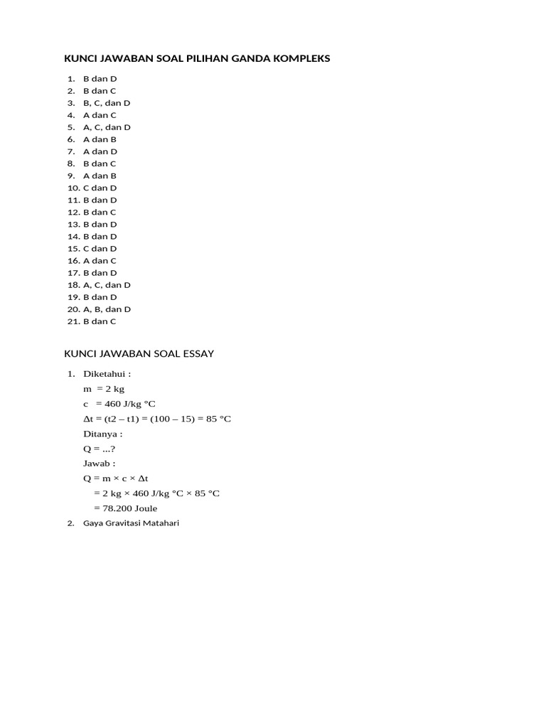 Kunci Jawaban Soal Pilihan Ganda Kompleks | PDF