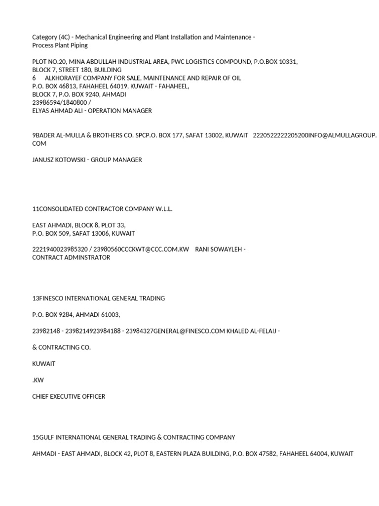 Category 4C - Mechanical Engineering and Plant Installation and ...