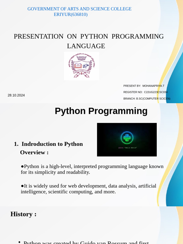 Python Programming Overview and Basics | PDF | Python (Programming ...