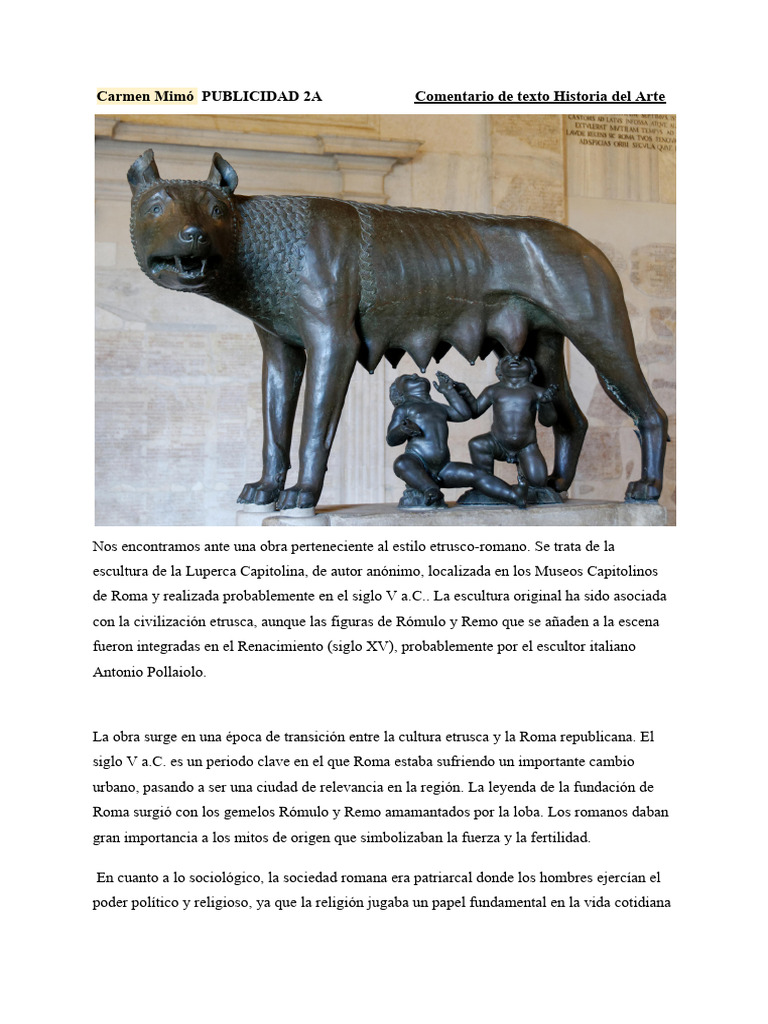 Luperca Capitolina: Arte Etrusco-Romano | PDF | Escultura | imperio Romano
