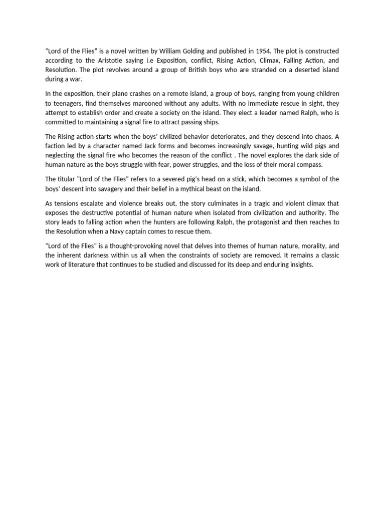 Plot Structure of Lord of the Flies | PDF