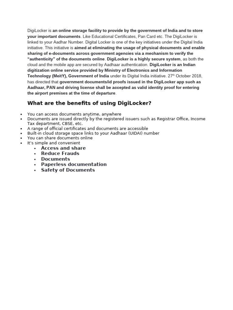 Understanding DigiLocker Services | PDF