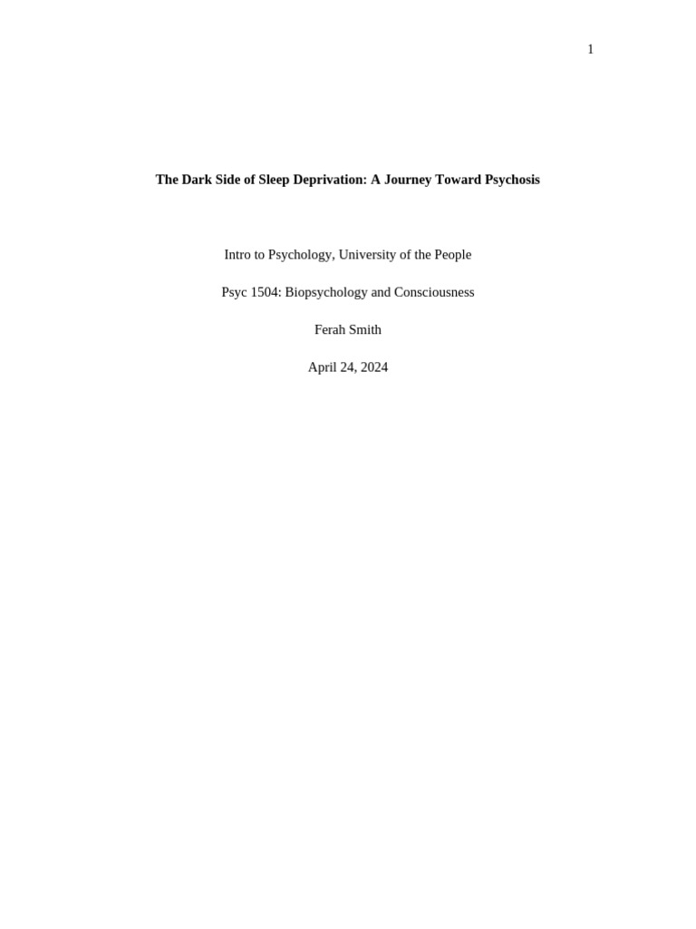 The Dark Side of Sleep Disorder Written Assignment Unit 2 | PDF ...