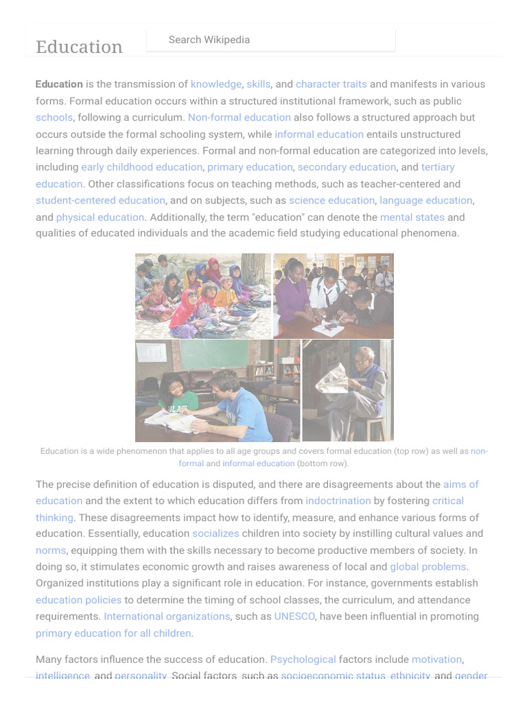 Education - Wikipedia | PDF