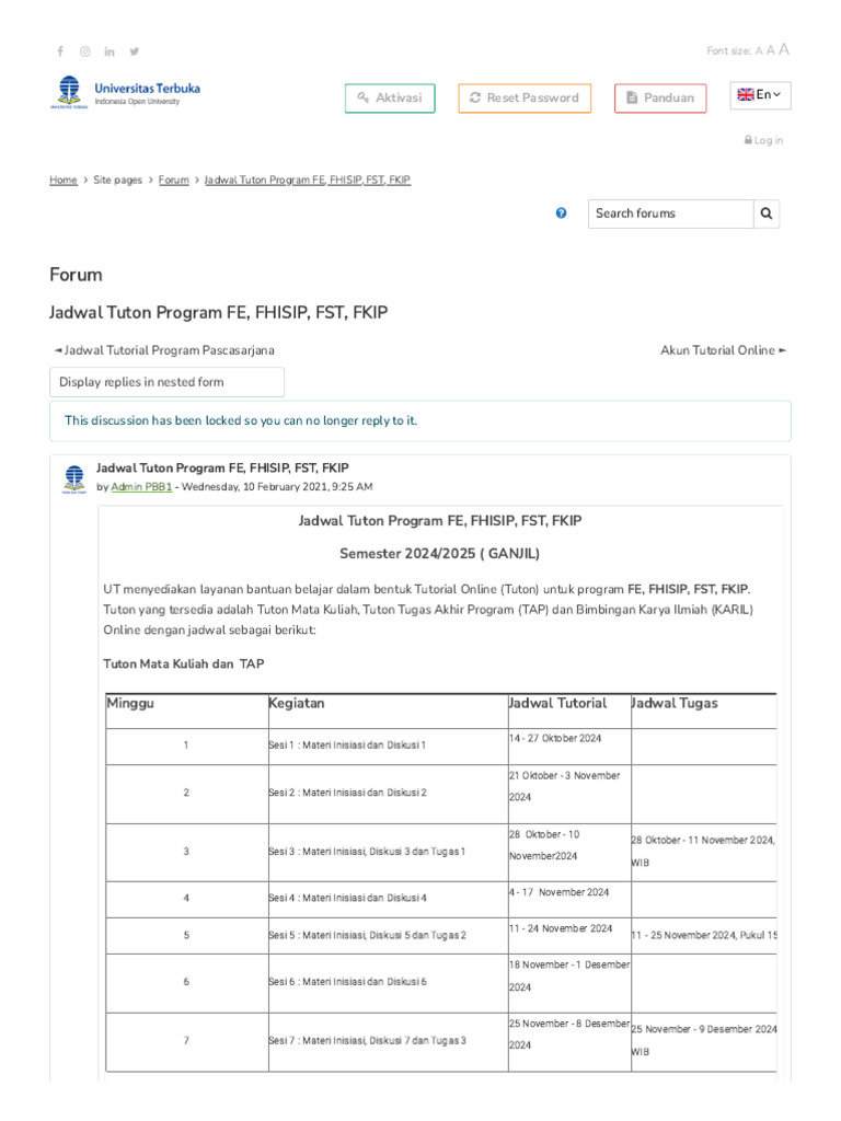 Jadwal Tuton UT 2024/2025 Ganjil | PDF | Seni