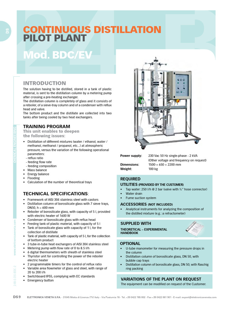 continuous-distillation-pilot-plant | PDF | Distillation | Chemistry