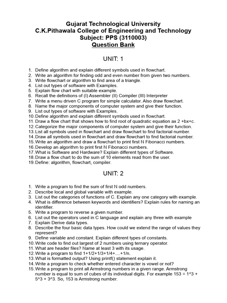 C Programming Concepts and Question Bank | PDF | Pointer (Computer ...
