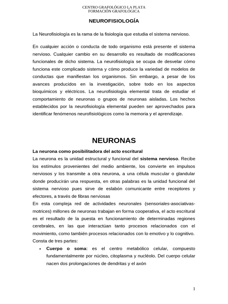 1 - Neuro-Introducción La Neurona | PDF | Sinapsis | Neurona