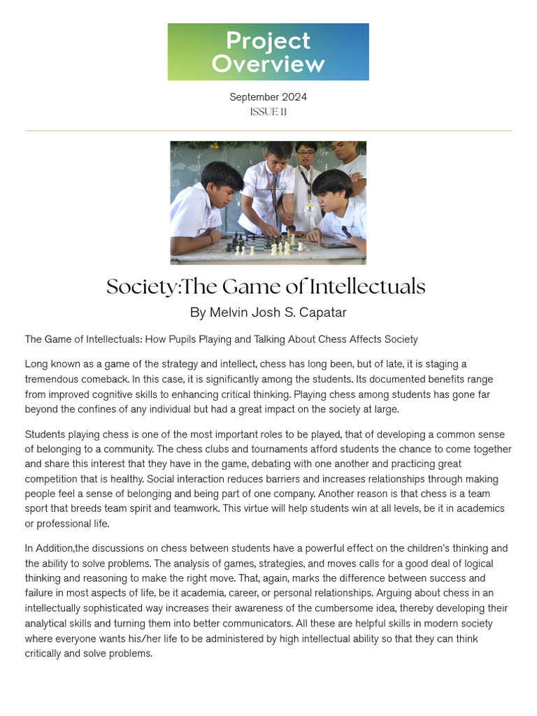 Impact of Chess on Student Society | PDF | Critical Thinking | Thought