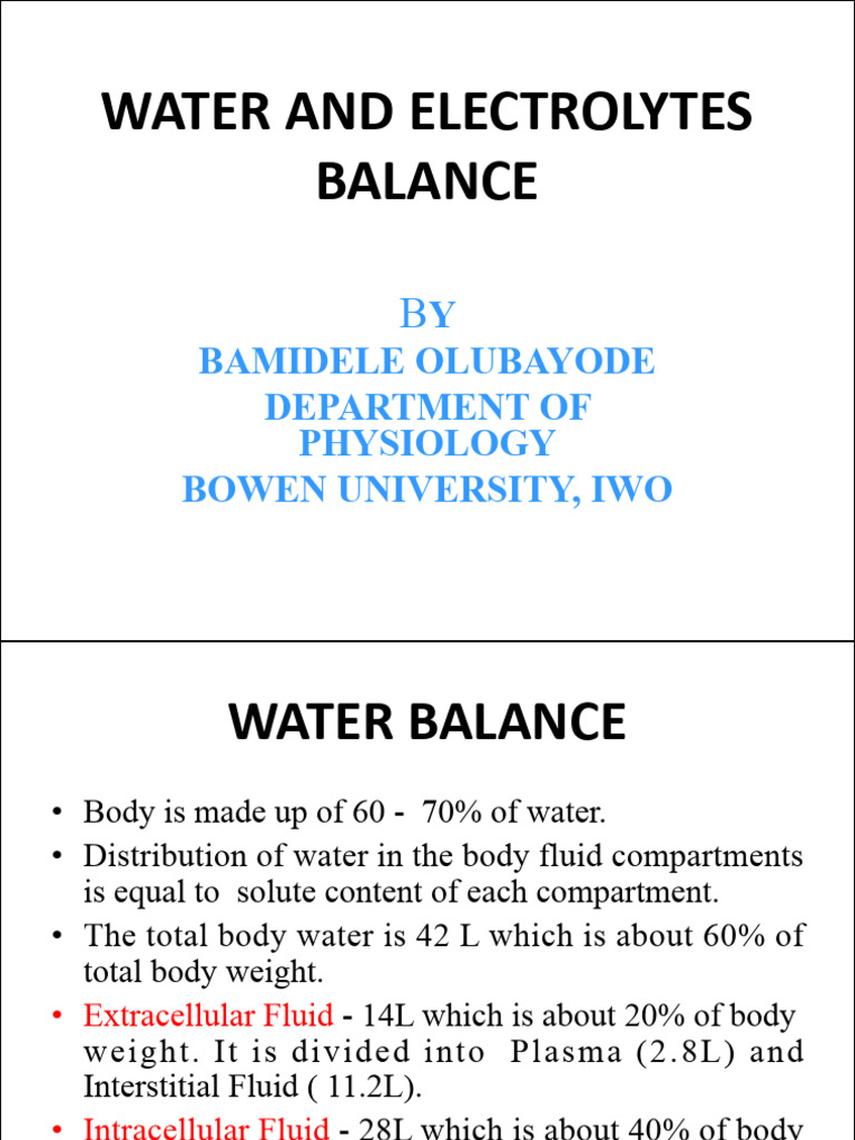 Water and Electrolyte Balance Explained | PDF | Angiotensin | Endocrine ...