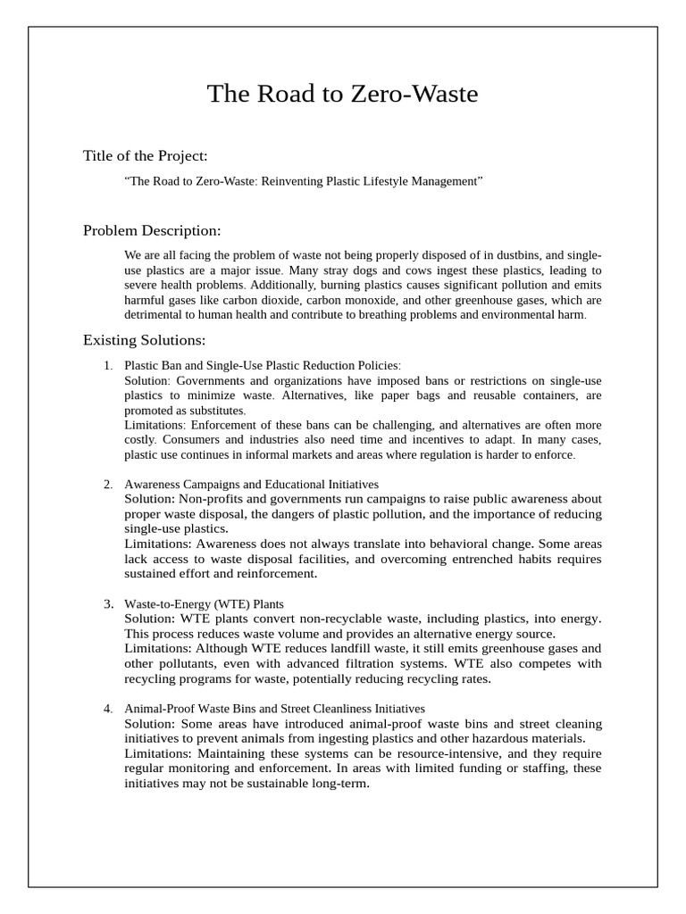 Zero-Waste Plastic Management Initiative | PDF | Waste | Waste Management