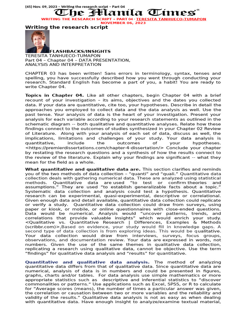 Nov. 09, 2023 - 19R30 Writing The Research Script - Part 04 | PDF ...