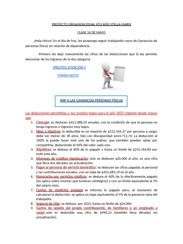 Deducciones Impuesto Ganancias 2023 | PDF | Economias