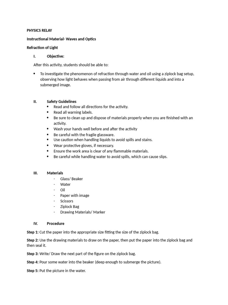 Instructional Material W&O | PDF | Reflection (Physics) | Mirror