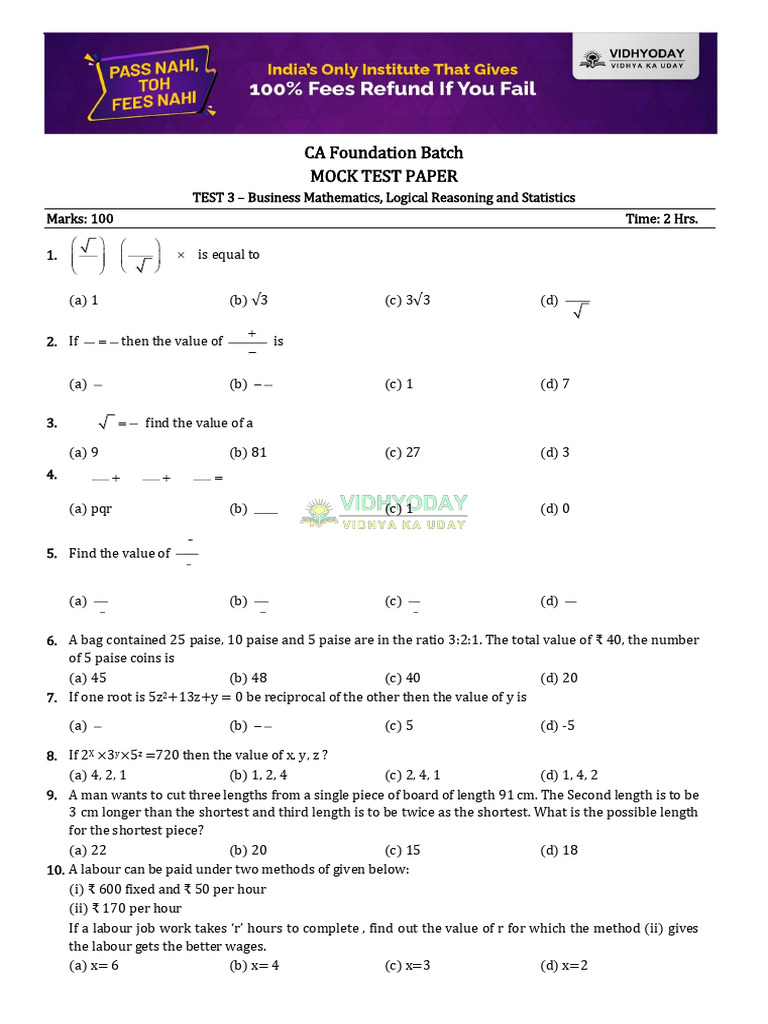 CAF Mock Test-10N | PDF | Interest